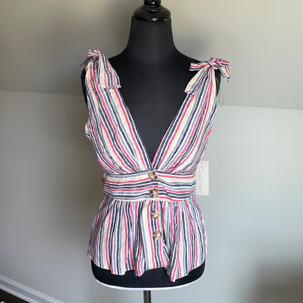 Striped button up tank